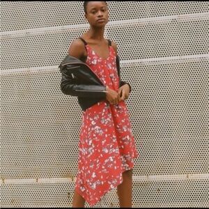 Rag & Bone Zoe asymmetrical red floral silk dress size L